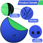 Portable Blue Green Screen Chair, 57 in Greenscreen Backdrop with Stand 2-in-1Double Sided Foldable Green, alternate view 4