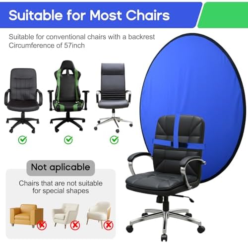 Portable Blue Green Screen Chair, 57 in Greenscreen Backdrop with Stand 2-in-1Double Sided Foldable Green, alternate view 6