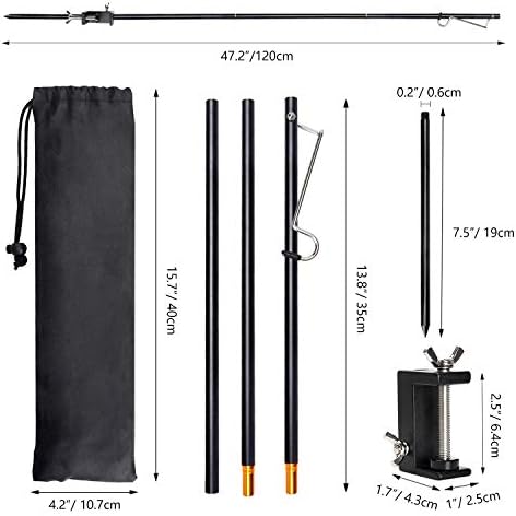 Portable Camping Lantern Pole, Folding Aluminum Stand with Stake, alternate view 2