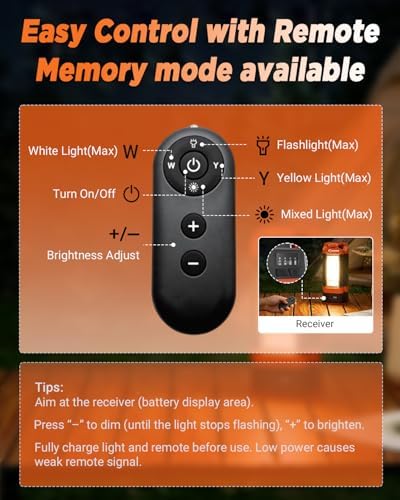 Portable Camping Light with Stand Work Light 12000mAh with Remote, alternate view 3