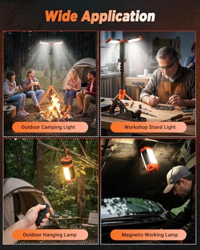 Portable Camping Light with Stand Work Light 12000mAh with Remote, alternate view 4
