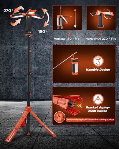 Portable Camping Light with Stand Work Light 12000mAh with Remote, alternate view 5