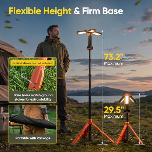 Portable Camping Light with Stand Work Light 20000mAh with Remote, alternate view 3