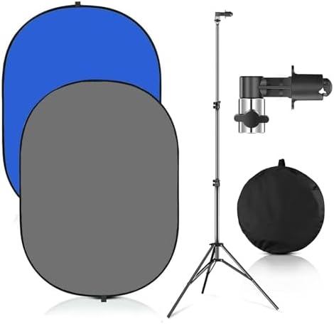 Portable Chromakey Blue/Gray Backdrop with Stand,59 * 39 inch Pop Up Collapsible Backdrop, Foldable Blue Screen