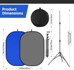 Portable Chromakey Blue/Gray Backdrop with Stand,59 * 39 inch Pop Up Collapsible Backdrop, Foldable Blue Screen, alternate