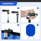 Portable Chromakey Blue/Gray Backdrop with Stand,59 * 39 inch Pop Up Collapsible Backdrop, Foldable Blue Screen, alternate