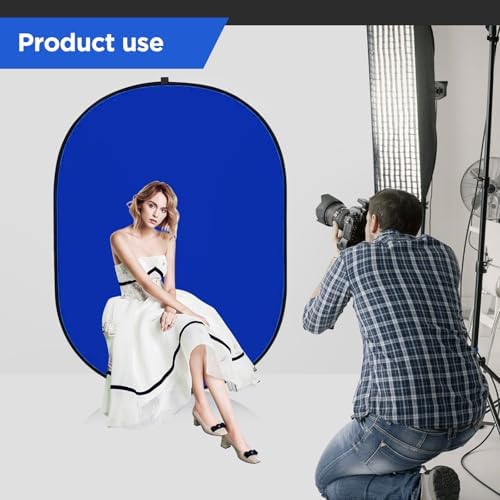 Portable Chromakey Blue/Gray Backdrop with Stand,59 * 39 inch Pop Up Collapsible Backdrop, Foldable Blue Screen, alternate