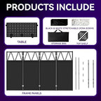 Portable DJ Booth, Foldable DJ Table Stand with Light Stand White & Black Scrim, Adjustable DJ Facade Booth, alternate view 6