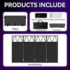 Portable DJ Booth T able, Foldable DJ Table Stand Portable with White & Black Scrim, Adjustable DJ Facade Booth, alternate