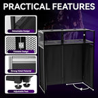 Portable DJ Booth Table, Foldable DJ Table Stand with White & Black Scrim, Adjustable D J Facade Station Metal, alternate