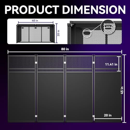 Portable DJ Booth Table, Foldable DJ Table Stand with White & Black Scrim, Adjustable D J Facade Station Metal, alternate