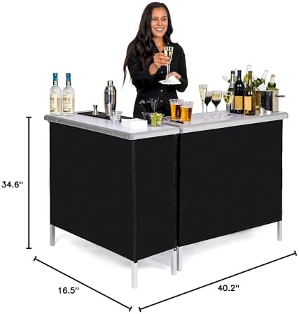 Portable Double Bar Table Set - Mobile Bartender Station for Events - Includes Carrying Case - Standard or LED, alternate