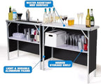 Portable Double Bar Table Set - Mobile Bartender Station for Events - Includes Carrying Case - Standard or LED, alternate