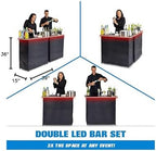 Portable Double Bar Table Set with Multi-Color LED Lights - Mobile Bartender Station for Events - Includes, alternate view 2