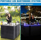 Portable Double Bar Table Set with Multi-Color LED Lights - Mobile Bartender Station for Events - Includes, alternate view 3
