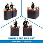 Portable Double Bar Table Set with Multi-Color LED Lights - Mobile Bartender Station for Events - Includes, alternate view 4