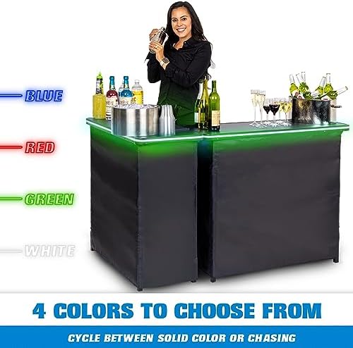 Portable Double Bar Table Set with Multi-Color LED Lights - Mobile Bartender Station for Events - Includes, alternate view 5