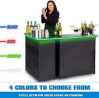 Portable Double Bar Table Set with Multi-Color LED Lights - Mobile Bartender Station for Events - Includes, alternate view 5