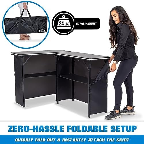 Portable Double Bar Table Set with Multi-Color LED Lights - Mobile Bartender Station for Events - Includes, alternate view 7