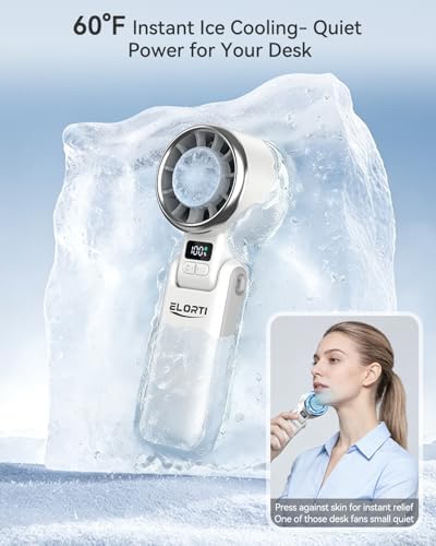Portable Fan, Mini Fan, Personal Fan with Turbo & Ice Cooling, White in White, alternate view 2