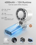 Portable Fan, Mini Fan, Personal Fan with Turbo & Ice Cooling, White in White, alternate view 5
