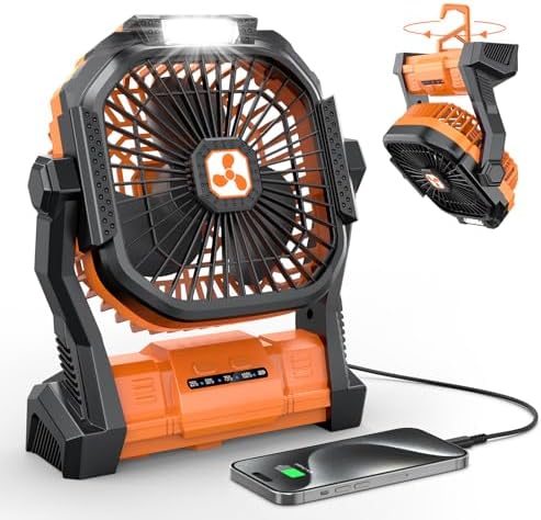 Portable Fan Rechargeable 20000mAh Cordless Battery Powered Camping Fan