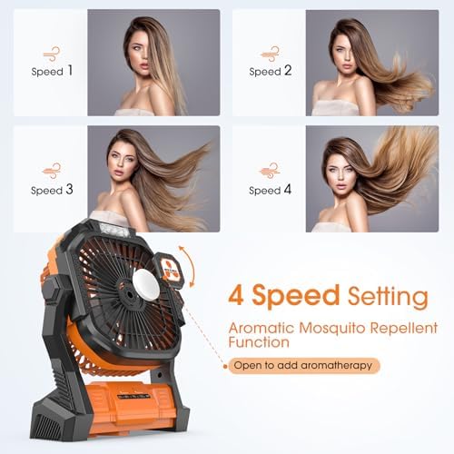 Portable Fan Rechargeable 20000mAh Cordless Battery Powered Camping Fan, alternate view 3