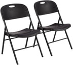 Portable Folding Plastic Chair, Events Seating, Easy to Store, 350-Pound Capacity, Black, 2-Pack in Black