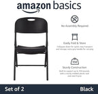 Portable Folding Plastic Chair, Events Seating, Easy to Store, 350-Pound Capacity, Black, 2-Pack in Black, alternate view 4