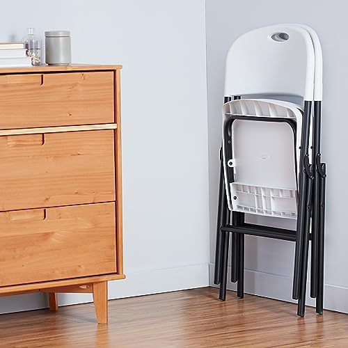 Portable Folding Plastic Chair with Back Support, Easy to Fold and Store, 350-Pound Capacity, White, 2-Pack in, alternate
