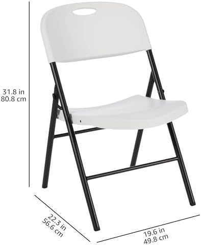 Portable Folding Plastic Chair with Back Support, Easy to Fold and Store, 350-Pound Capacity, White, 2-Pack in, alternate