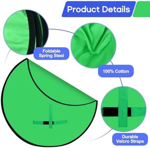 Portable Green Screen Chair, 57 in Greenscreen Backdrop with Stand Double Sided Foldable Green Background, alternate view 4