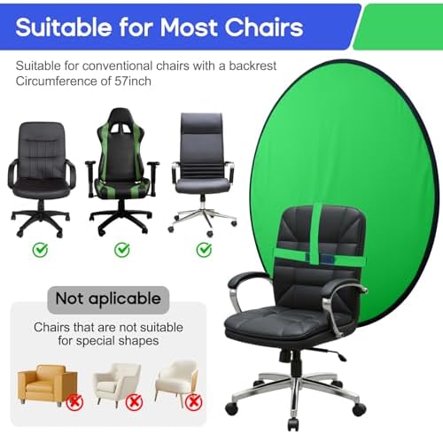 Portable Green Screen Chair, 57 in Greenscreen Backdrop with Stand Double Sided Foldable Green Background, alternate view 6