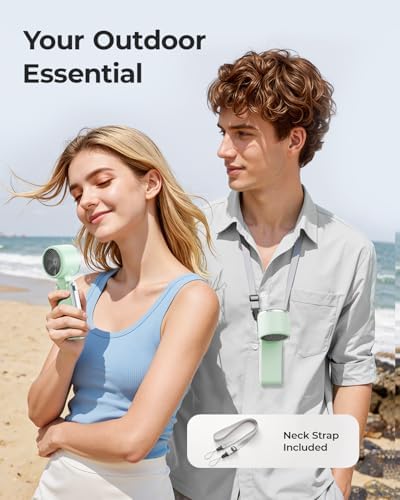 Portable Handheld Turbo Fan - 5 Gear High Speed 4000mAh Rechargeable Mini Personal Hand Fan Blow Cold Air, alternate view 3
