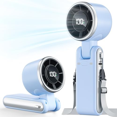 Portable Handheld Turbo Fan - 5 Gear High Speed 4000mAh Rechargeable Mini Personal Hand Fan Blow Cold Air