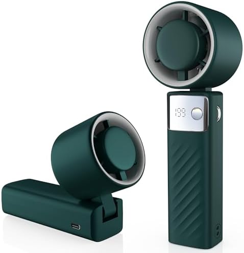 Portable Handheld Turbo Fan - Foldable Mini Fan with Air Turbo Tech, 1-199 Speed Adjustment, 20H Runtime, LED