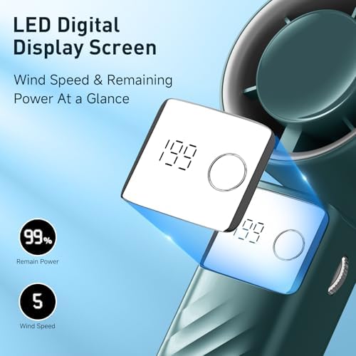 Portable Handheld Turbo Fan - Foldable Mini Fan with Air Turbo Tech, 1-199 Speed Adjustment, 20H Runtime, LED, alternate view