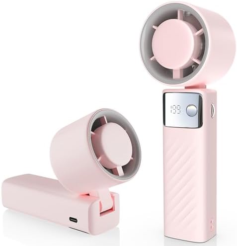 Portable Handheld Turbo Fan - Foldable Mini Fan with Air Turbo Tech, 1-199 Speed Adjustment, 20H Runtime, LED