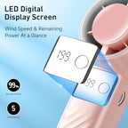 Portable Handheld Turbo Fan - Foldable Mini Fan with Air Turbo Tech, 1-199 Speed Adjustment, 20H Runtime, LED, alternate view