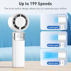 Portable Handheld Turbo Fan - Foldable Mini Fan with Air Turbo Tech, 1-199 Speed Adjustment, 20H Runtime, LED, alternate view