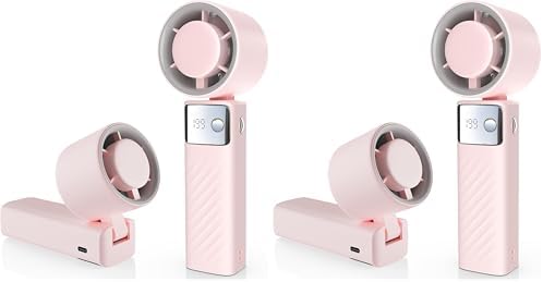 Portable Handheld Turbo Fan - Foldable Mini Fan with Air Turbo Tech, 1-199 Speed Adjustment, 20H Runtime, LED