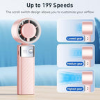 Portable Handheld Turbo Fan - Foldable Mini Fan with Air Turbo Tech, 1-199 Speed Adjustment, 20H Runtime, LED, alternate view