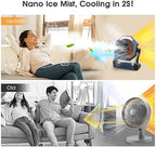 Portable Misting Fan, Outdoor Rechargeable Fan, LED Light, Hook, 35H, alternate view 2