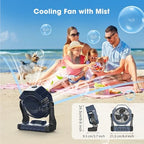 Portable Misting Fan, Outdoor Rechargeable Fan, LED Light, Hook, 35H, alternate view 5