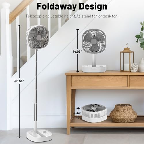 Portable Oscillating Pedestal Fan with Romote, 4 Speed 120° Telescopic Rotation Foldable Standing Collapsible, alternate view