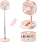 Portable Oscillating Pedestal Fan with Romote, 4 Speed 120° Telescopic Rotation Foldable Standing Collapsible