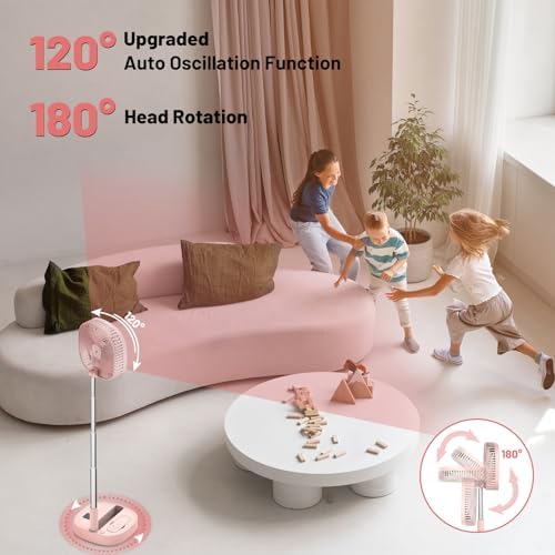 Portable Oscillating Pedestal Fan with Romote, 4 Speed 120° Telescopic Rotation Foldable Standing Collapsible, alternate view