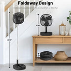 Portable Oscillating Pedestal Fan with Romote, 4 Speed 120° Telescopic Rotation Foldable Standing Collapsible, alternate view