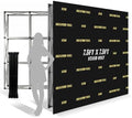 Portable Pop Up Display Stand 7.5FT x 7.5FT, Metal Frame Tension Fabric Backdrop Support with Sandbags, Space