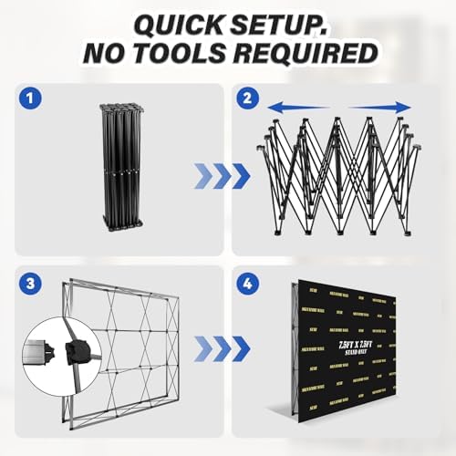 Portable Pop Up Display Stand 7.5FT x 7.5FT, Metal Frame Tension Fabric Backdrop Support with Sandbags, Space, alternate view